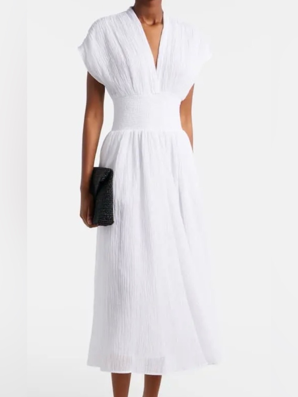 Linen And Cotton Midi Dress - White -NWT -S